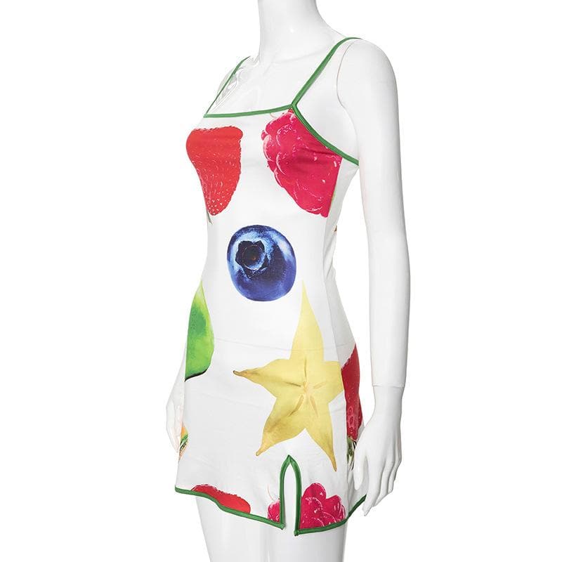 Y2K Fruit Pop Slip Mini Dress | Tropical Getaway & Resort Chic for American Women