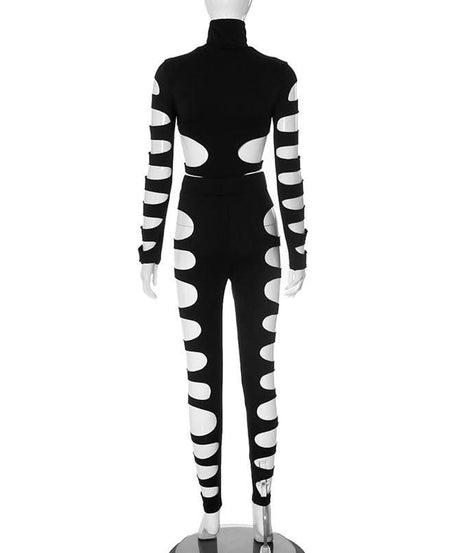 Daring Black High-Neck Cut-Out Jumpsuit - Edgy Fall & Halloween Party Style