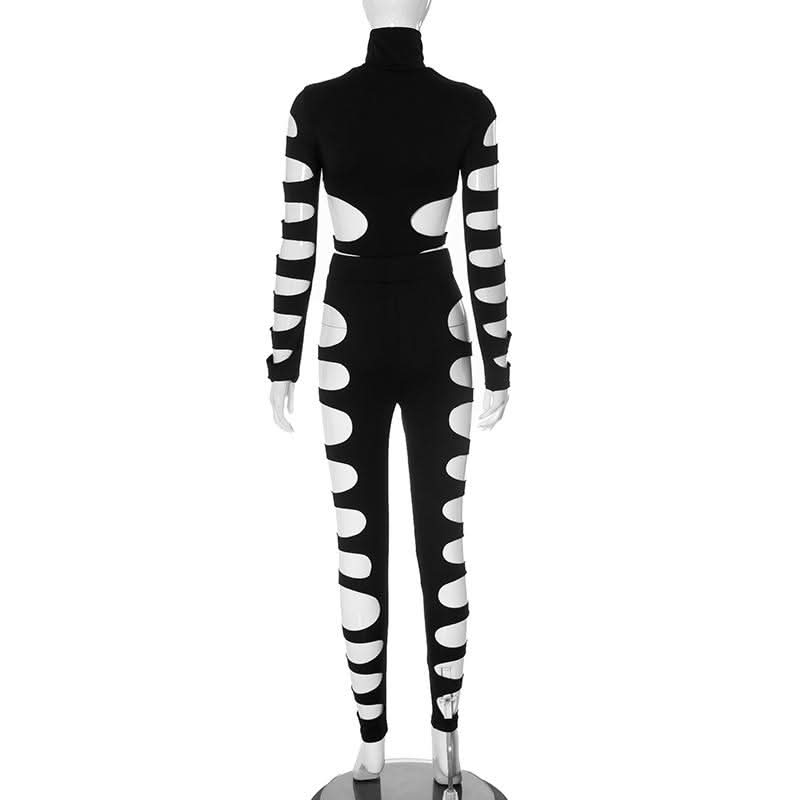 Daring Black High-Neck Cut-Out Jumpsuit - Edgy Fall & Halloween Party Style