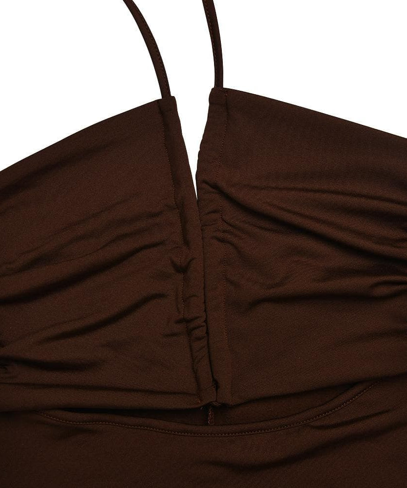 Royal Blue Halter Cutout Midi Dress - Daring Slit & Ruched Bodycon for Fall Parties & NYE