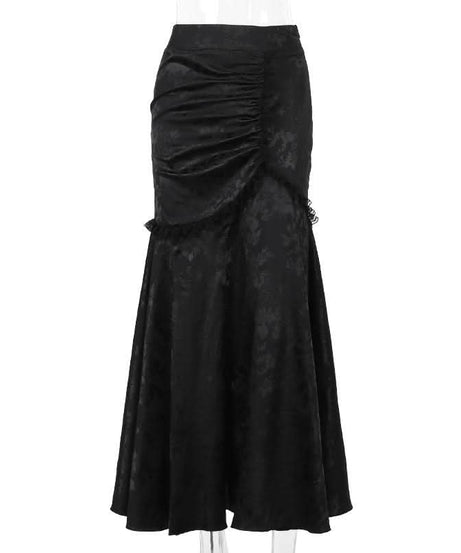 Fall Enchantress Ruched Maxi Skirt - Elegant Mermaid Silhouette for Halloween & Holiday Parties