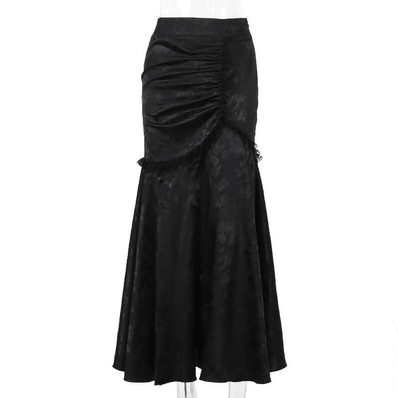 Fall Enchantress Ruched Maxi Skirt - Elegant Mermaid Silhouette for Halloween & Holiday Parties