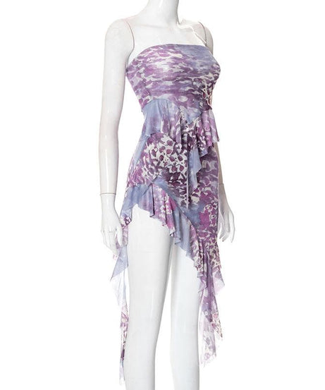 Amethyst Aura Strapless Ruffle Mini Dress - Your Go-To for Fall Parties & Resort Escapes