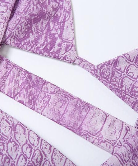 Mystic Allure Halter Maxi Dress | Lavender Croc Print Cut-Out for Fall Parties