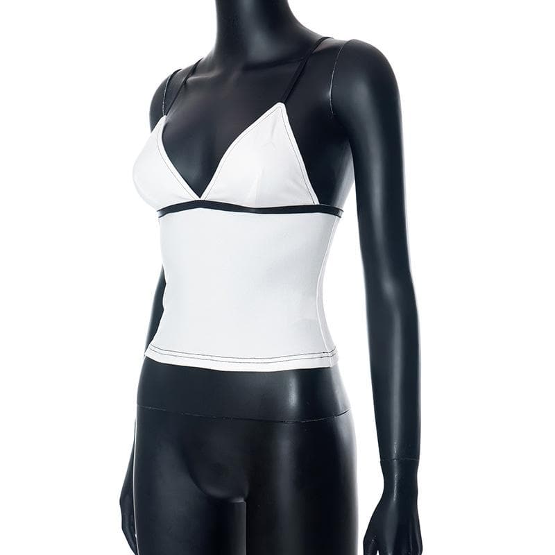 Y2K Chic V-Neck Contrast Cami Top – Flattering Fit for Fall Layering & Nights Out