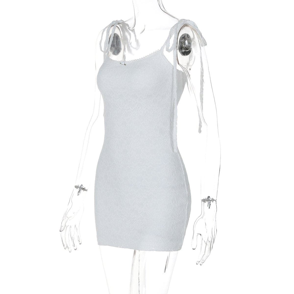 Delicate White Lace Tie-Shoulder Mini Dress - Your Essential for Fall Parties & Chic Nights Out