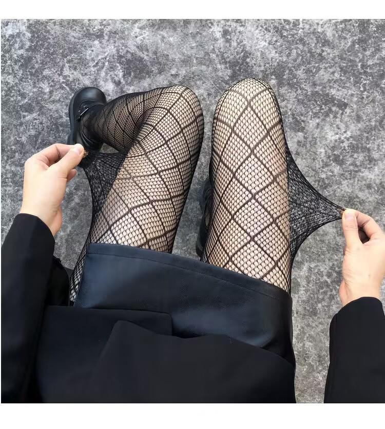 Edgy Diamond Fishnet Tights for Fall | Statement Rhombus Hosiery for Halloween & Beyond