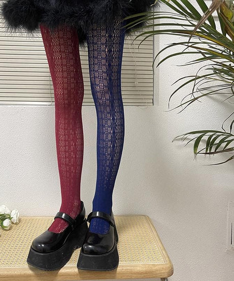 Spooky Chic Contrast Hollow-Out Tights: Asymmetrical Fall Fashion Statement