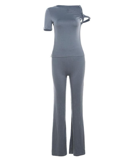 Women's Fall Chic Knot-Detail Lounge & Go Pant Set - Comfy & Stylish 2-Piece Outfit