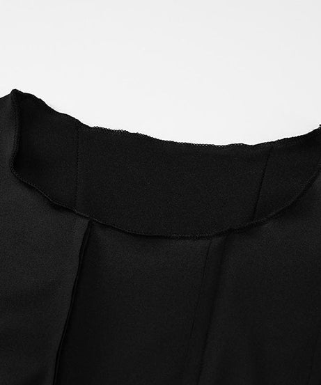 Fall Nights Edge: Chic Black Asymmetrical Mini Dress with Long Sleeves