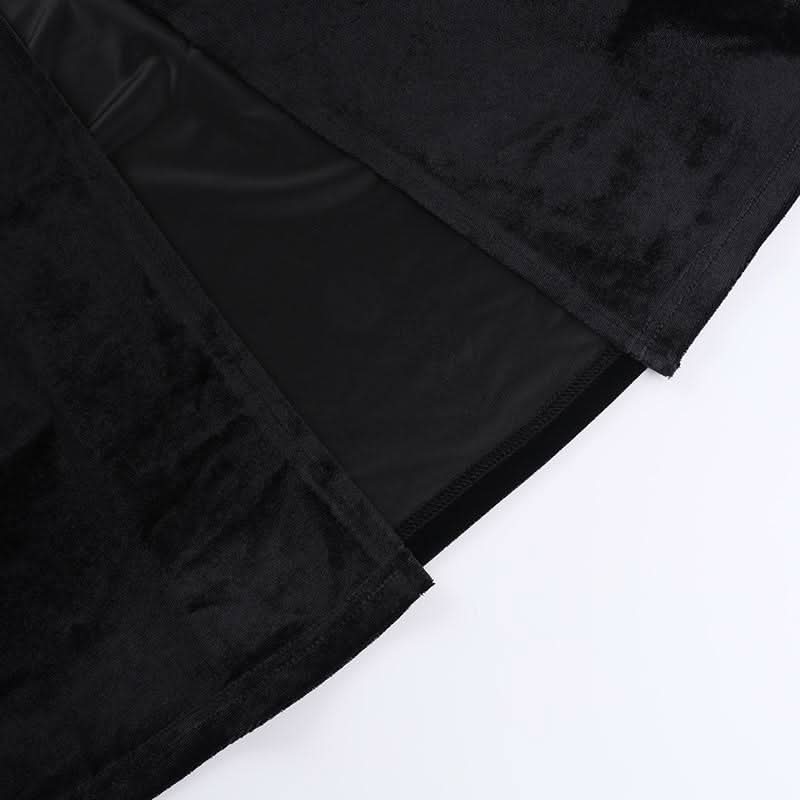 Midnight Velvet Maxi Dress with Star-Strap Neckline & High Slit - Fall & Holiday Party Glamour