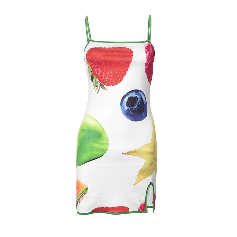 Y2K Fruit Pop Slip Mini Dress | Tropical Getaway & Resort Chic for American Women