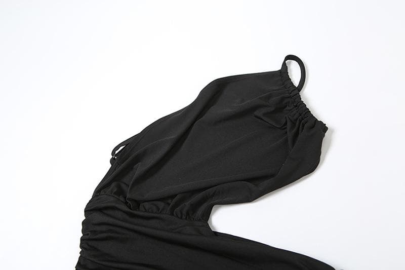 Elevated Elegance: One-Shoulder Ruched Cutout Midi Dress – Fall Party & Evening Wear