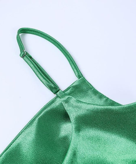 Emerald Green Satin Cowl Neck Ruched Midi Dress - Your Flattering Fall & Holiday Go-To