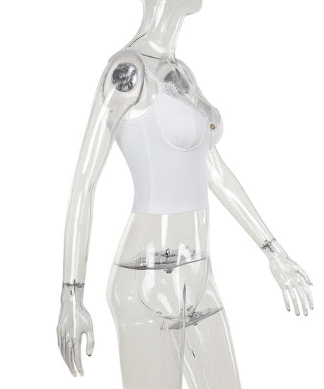 Gothic Romance Lace Trim Bustier Cami Top - Fall V-Neck Tank for Edgy Chic