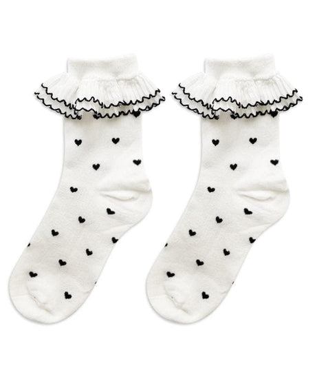 Darling Ruffle Heart Crew Socks | Cozy Fall & Holiday Style for Her