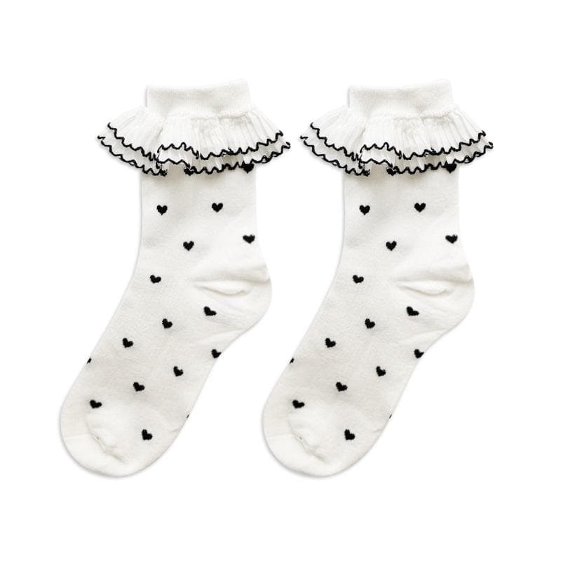 Darling Ruffle Heart Crew Socks | Cozy Fall & Holiday Style for Her