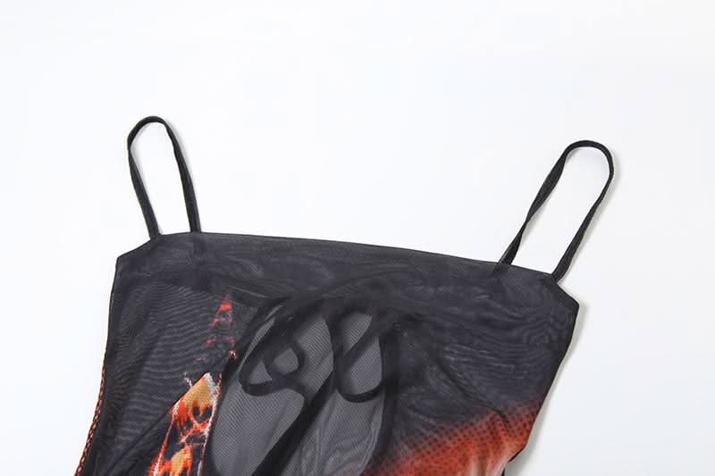 Midnight City Mesh Maxi Dress - Edgy High Slit Cami for Fall Nights Out