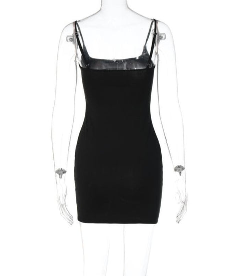 Edgy Illusion Bodycon Mini Dress - Fall & Halloween Ready