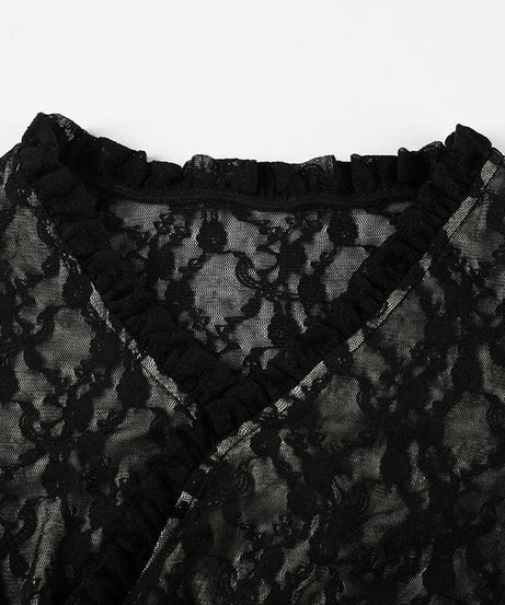 Sultry Chic Black Lace Wrap Top - Your Essential for Fall Nights & Holiday Glam