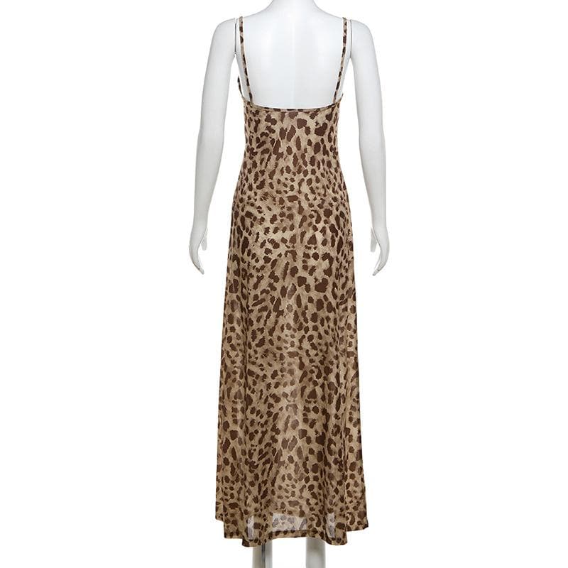 Autumn Allure: Leopard Print Cowl Neck Cami Maxi Dress - Your Fall & Holiday Statement