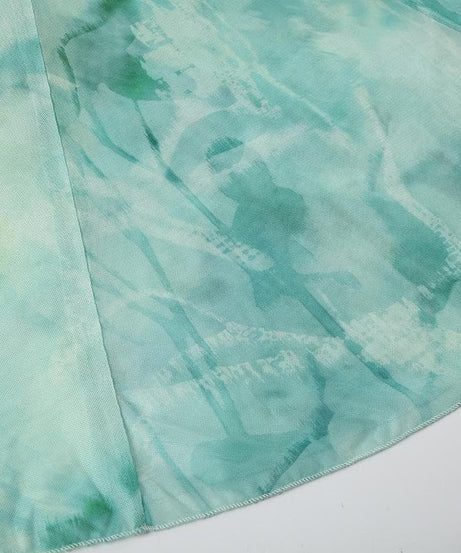 Ethereal Aqua Tie-Dye Mesh Maxi Dress - Ruched Cami & Mermaid Hem | Fall Getaway Chic