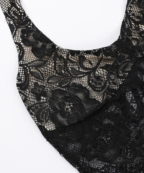 Chic Black Floral Lace Halter Top - Elevate Your Fall & Holiday Style