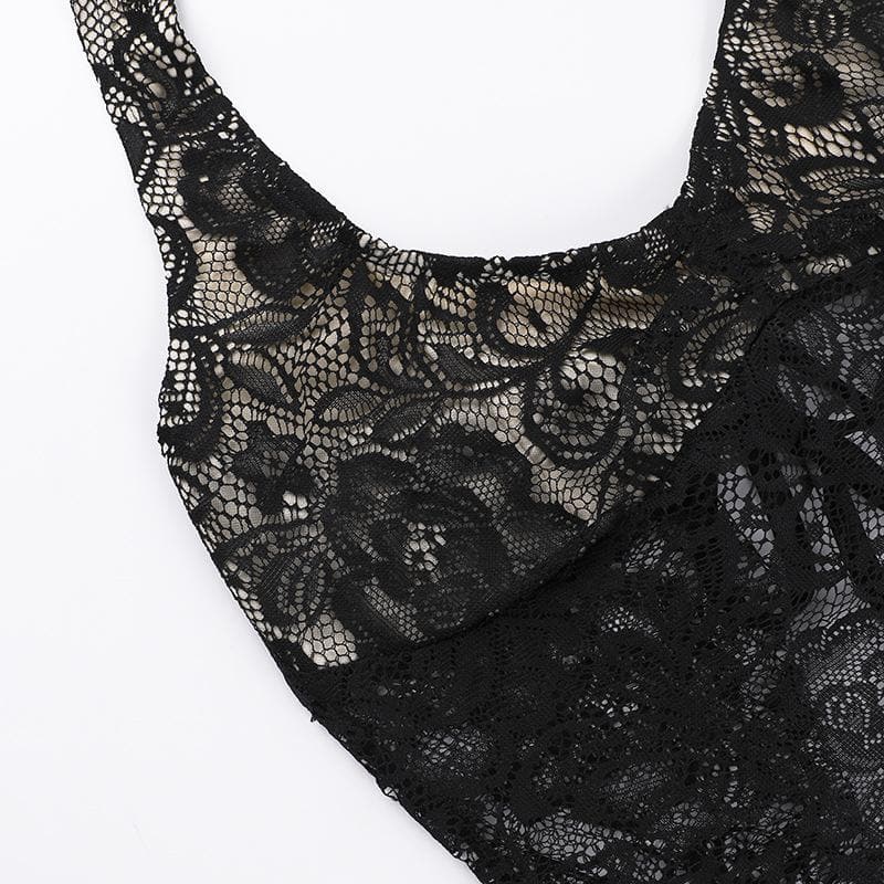 Chic Black Floral Lace Halter Top - Elevate Your Fall & Holiday Style