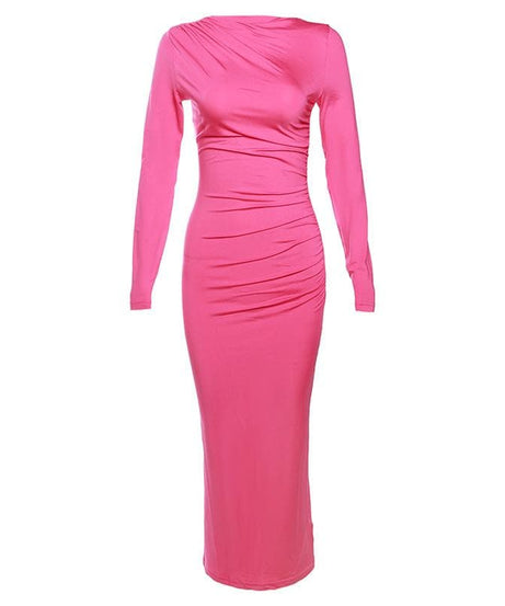 Effortless Chic: Black Ruched Long Sleeve Maxi Dress - Fall & Holiday Style