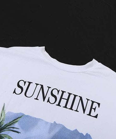 Women's 'Sunshine' Dolphin & Tropical Graphic Tee - Your Cozy Fall & Winter Getaway Vibe Top