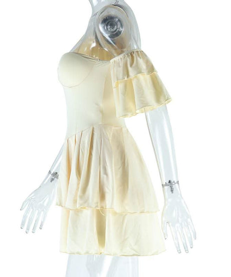 Dreamy White One-Shoulder Ruffle Mini Dress - Fall Party & Vacation Perfect