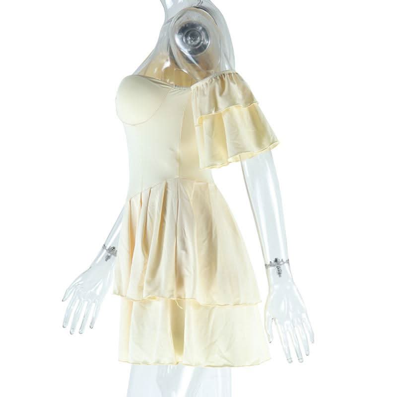 Dreamy White One-Shoulder Ruffle Mini Dress - Fall Party & Vacation Perfect