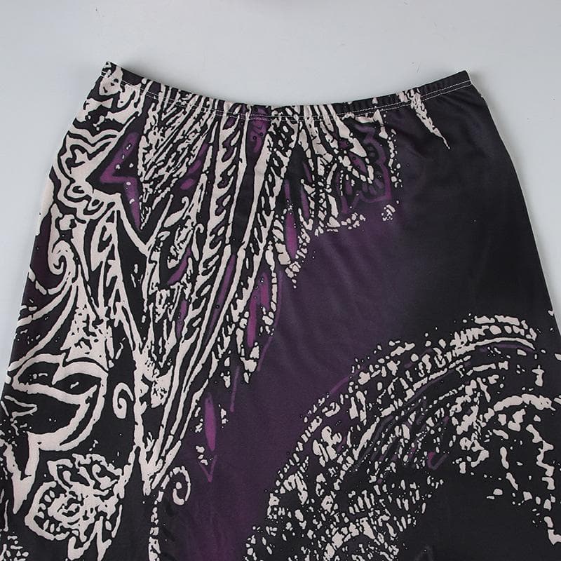 Fall Whisper High-Rise Maxi Skirt - Elegant Abstract Paisley Print