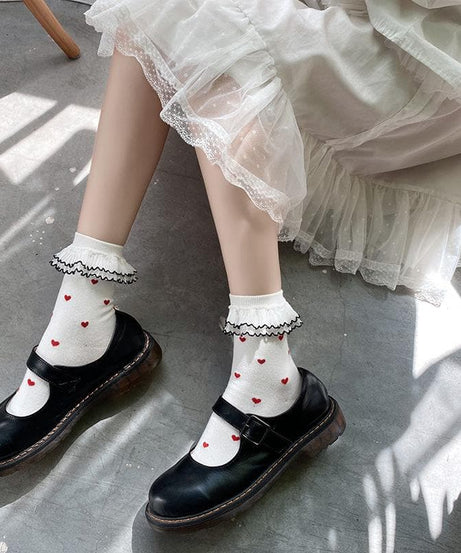 Darling Ruffle Heart Crew Socks | Cozy Fall & Holiday Style for Her