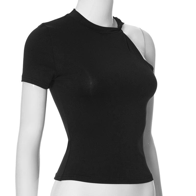 Chic Asymmetrical One-Shoulder Knit Top - Modern White Style for Fall