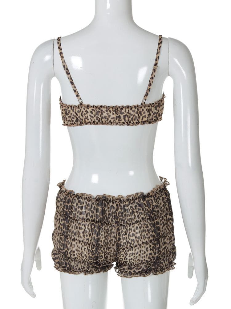 Wild Instincts Leopard Print Cami & Ruffle Shorts Set - Fall Getaway & Luxe Loungewear
