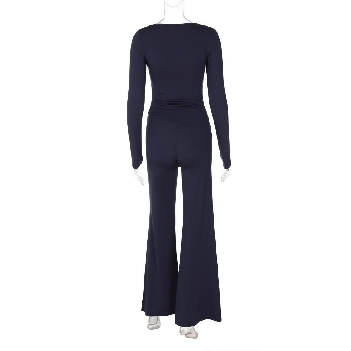 Effortless Fall Chic: Ruched Long Sleeve Top & Wide-Leg Pant Set | Cozy Elevated Loungewear