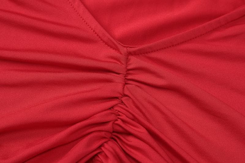 Siren Red Backless Ruffle Maxi Dress - Holiday Gala & Fall Elegance