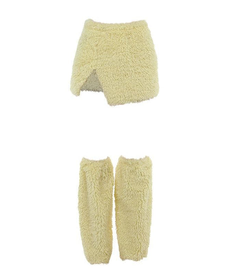 Cozy Chic Sherpa Mini Skirt & Leg Warmers Set - Plush Fall/Winter Fashion