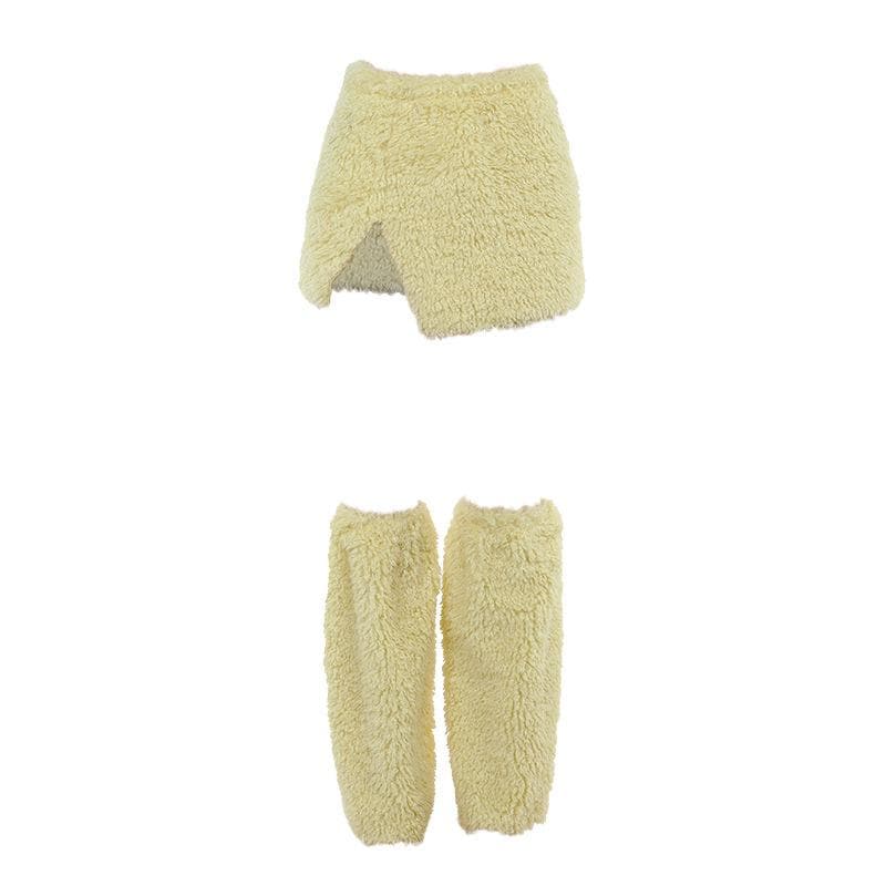 Cozy Chic Sherpa Mini Skirt & Leg Warmers Set - Plush Fall/Winter Fashion