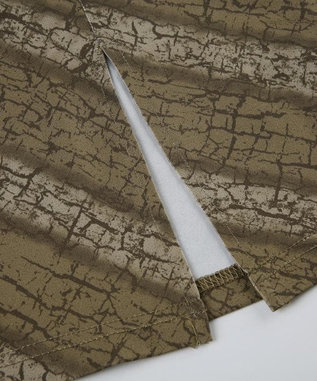 Chic Fall Vibe: Y2K Distressed Print Lace Cami Mini Dress with Side Slit