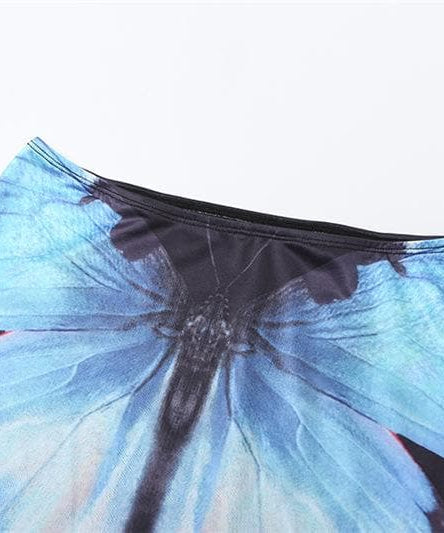 Y2K Butterfly Glam: One-Shoulder Crop Top & Maxi Skirt Set - Fall Event Ready