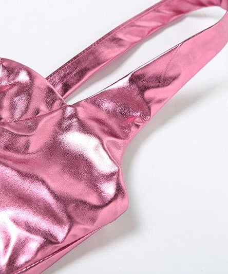 Y2K Glam Metallic Pink Bust Mini Dress - Your Head-Turning Look for Fall Nights & Holiday Parties