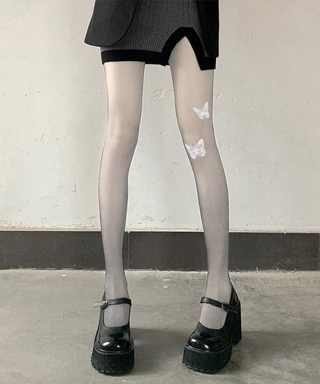 Fall Flight Butterfly Sheer Tights | Edgy Tattoo Effect for Chic Autumn Style