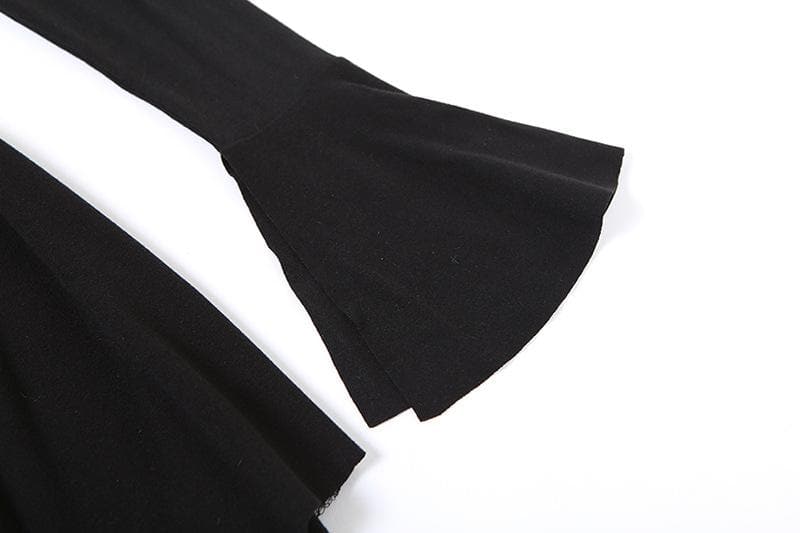 Effortless Elegance: Off-Shoulder Rose Appliqué Mini Dress with Flared Sleeves - Your Fall & Holiday Go-To