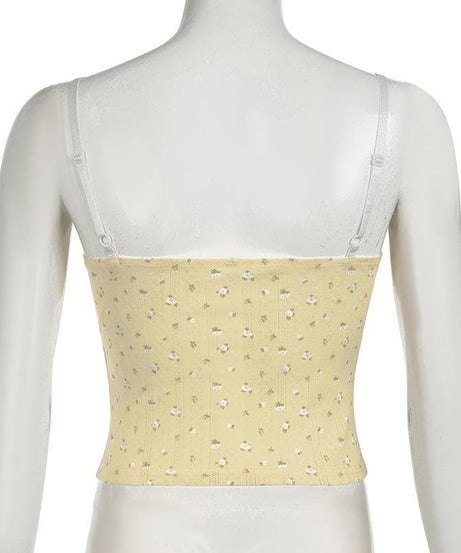 Cottagecore Dream: Dainty Yellow Floral Lace Cami Top – Your Sweet Fall Layering Essential