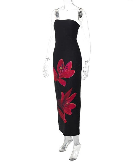 Autumn Bloom Halter Maxi Dress | Draped Cowl Neck & Backless for Elegant Fall Events & Resort Getaways