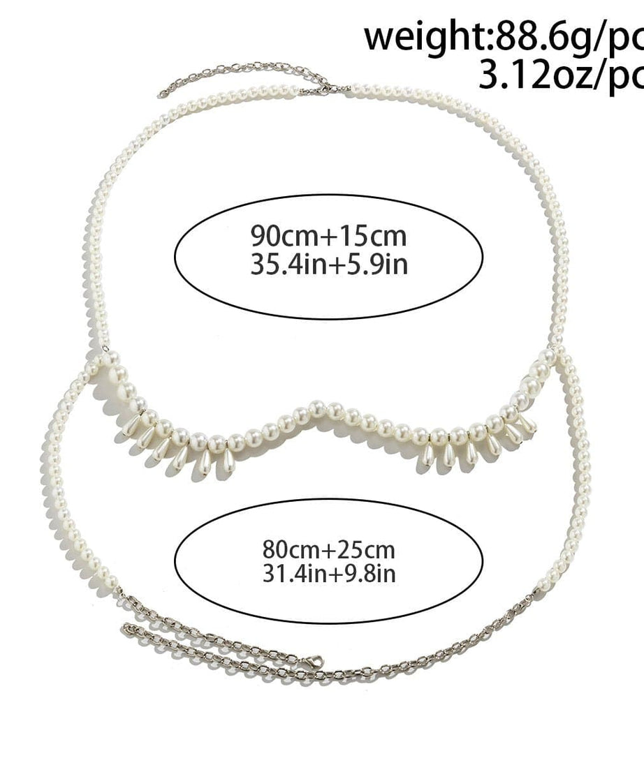 Daring Faux Pearl & Tassel Body Chain for Blazers | Fall Fashion Statement