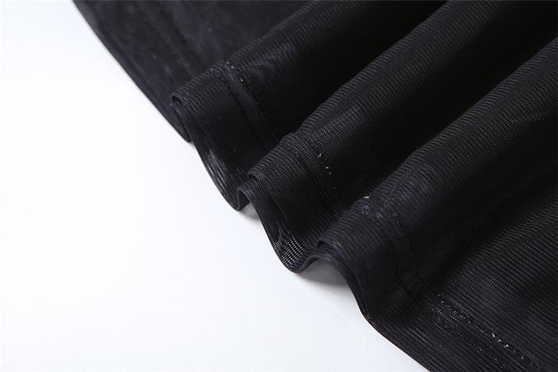 Sultry Orchid Blossom Mock Neck Mini Dress - Black Ruched Mesh for Fall & Holiday Parties