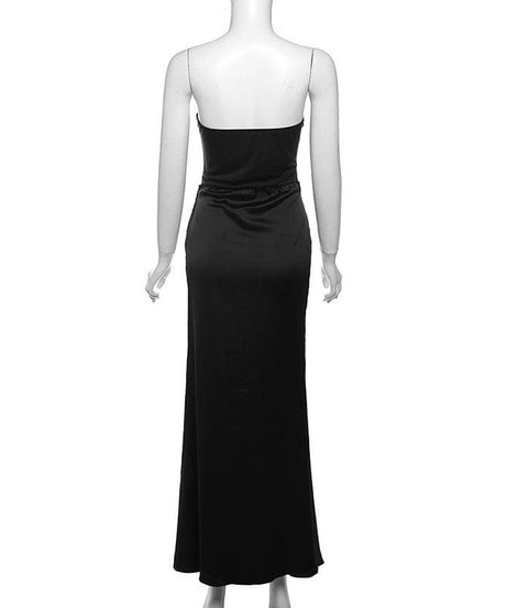 Timeless Black Strapless Ruched Maxi Gown - Essential for Fall & Holiday Galas